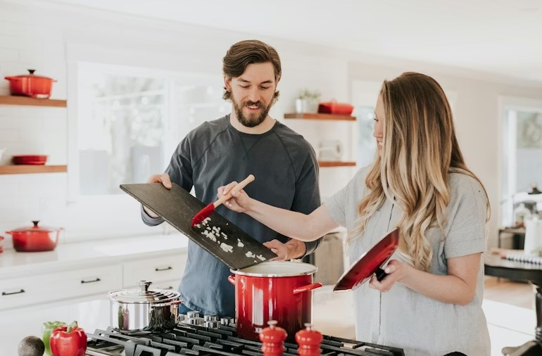Family enjoying budget-friendly meal together